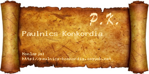 Paulnics Konkordia névjegykártya